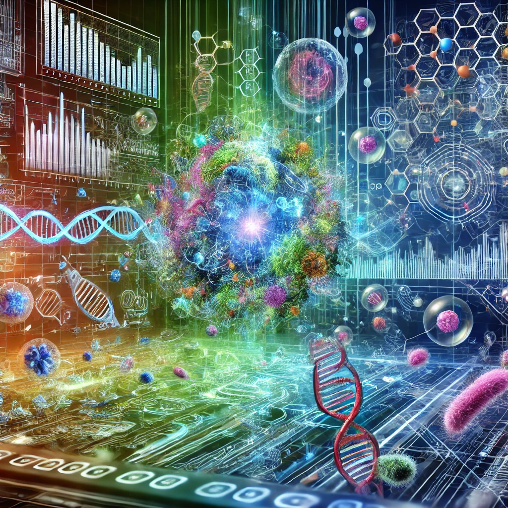 **Art Description for MR DNA Metatranscriptomics**  

This artwork vividly captures the essence of metatranscriptomics as envisioned by MR DNA. At its core, it showcases a glowing microbial ecosystem teeming with diverse microorganisms, each representing the active life forms in a complex environment. DNA and RNA strands are dynamically interwoven, symbolizing the transition from genetic potential to real-time activity, while molecular pathways light up in vibrant, energetic colors.  

The background highlights a futuristic laboratory, featuring holographic screens displaying transcriptomic data, metabolic pathways, and active gene networks. The high-tech elements emphasize MR DNA’s advanced sequencing capabilities and bioinformatics expertise. The color palette of bright greens, blues, and purples conveys the biological vibrancy, innovation, and depth of microbial research.  

This visual representation of metatranscriptomics reflects the intricate and dynamic nature of microbial activity, showcasing MR DNA's commitment to empowering researchers with cutting-edge tools and insights into the unseen world of gene expression.